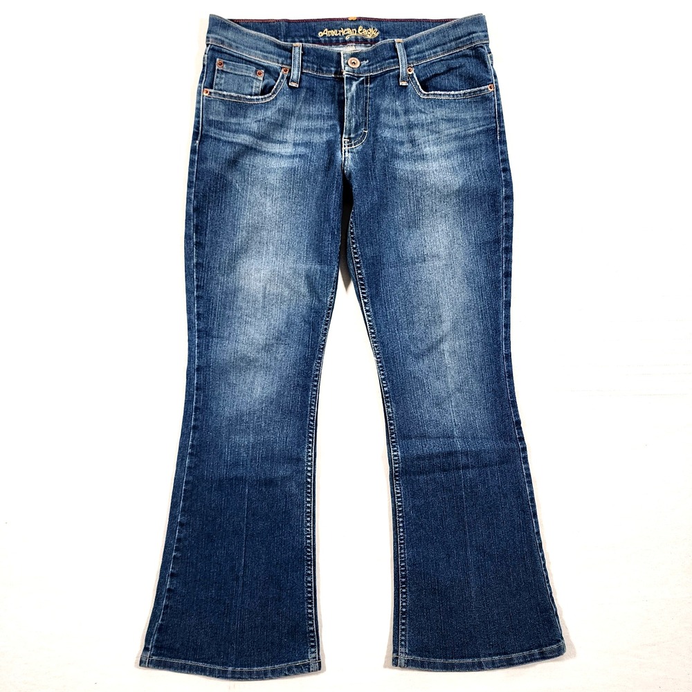 Vintage American Eagle Jeans Womens 12 S W34 Hipster Flare Bootcut Low Rise Y2K